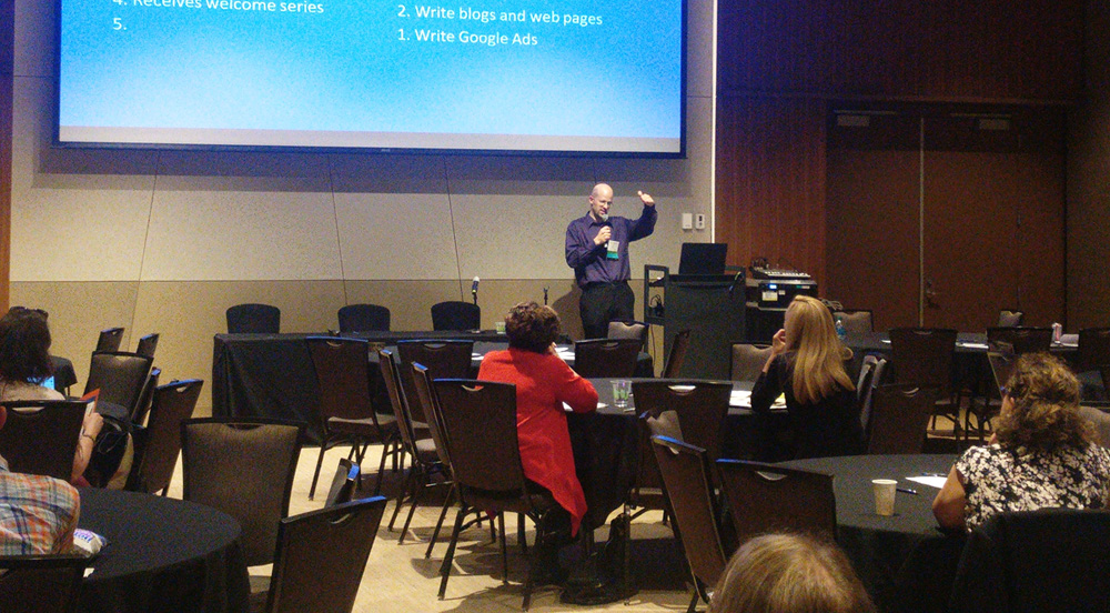 Dan Magill leading the nonprofit representatives in his session at the association for fundraising professionals forum