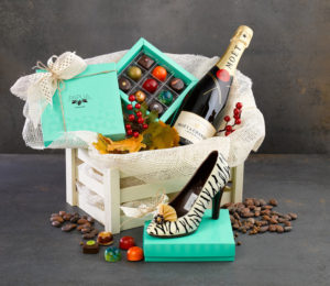 gift baskets like this chocolate one consistently make some of the best selling silent auction ideas